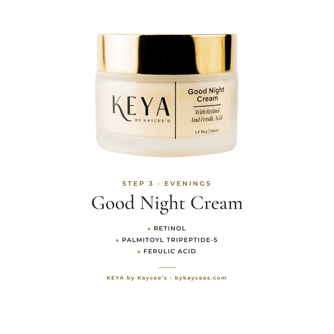 KEYA Good Night Cream: step 3, evenings, with retinol, palmitoyl tripeptide-5 and ferulic acid