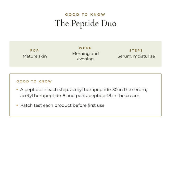 Good to know: The Peptide Duo, for mature skin, a peptide in each step