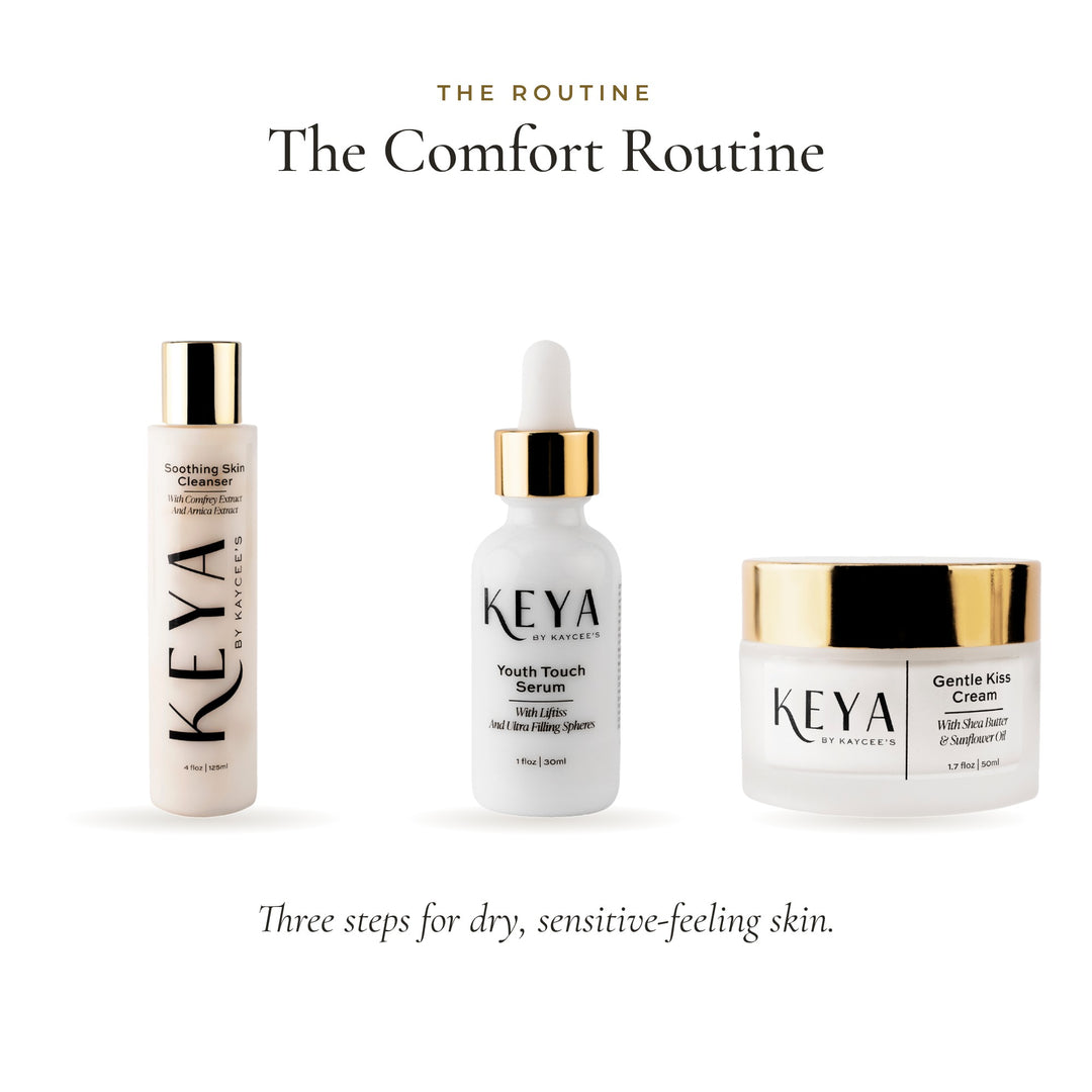 The Comfort Routine: Soothing Skin Cleanser, Youth Touch Serum and Gentle Kiss Cream