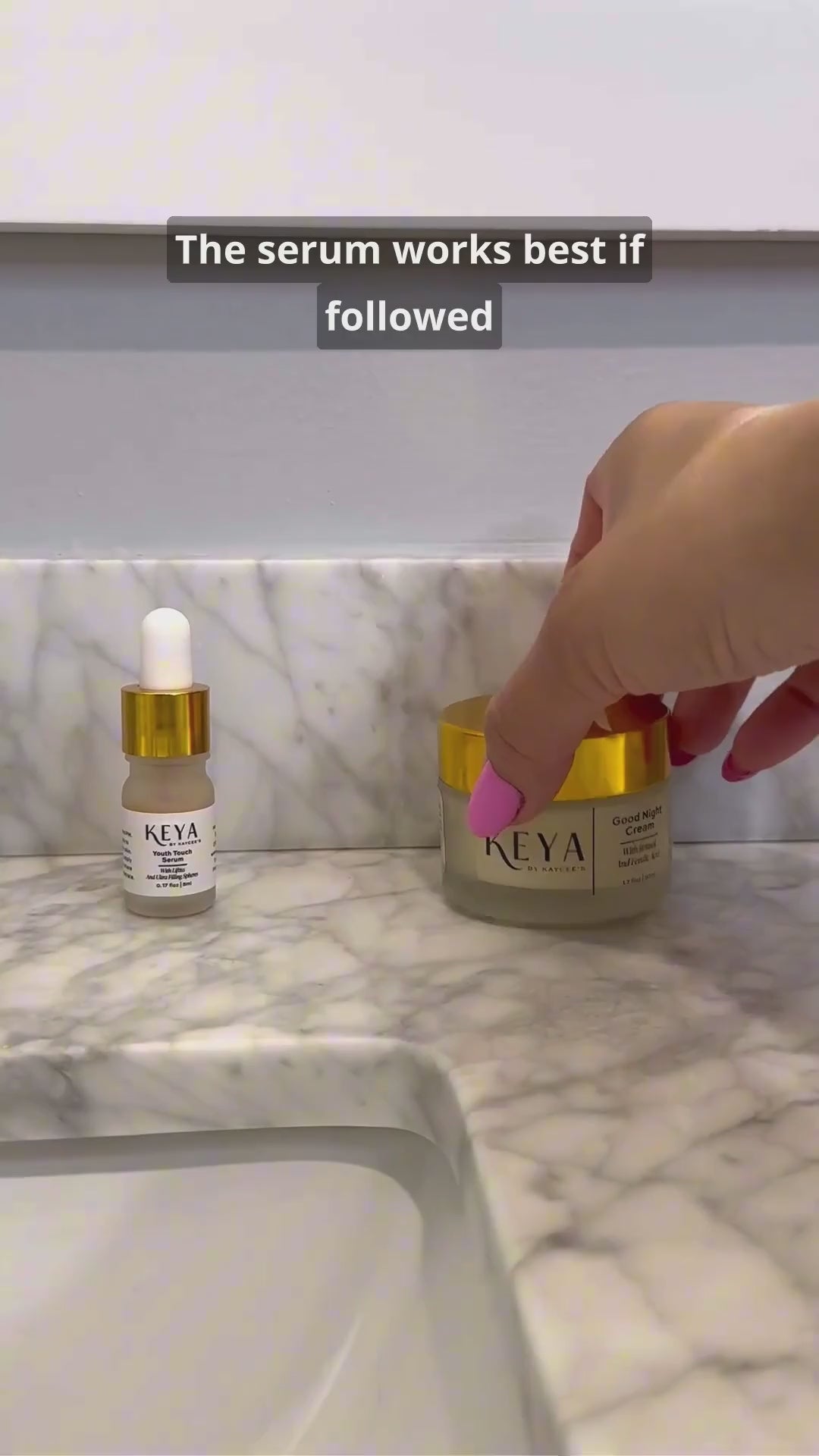 Isabella, a KEYA customer, applying Good Night Cream